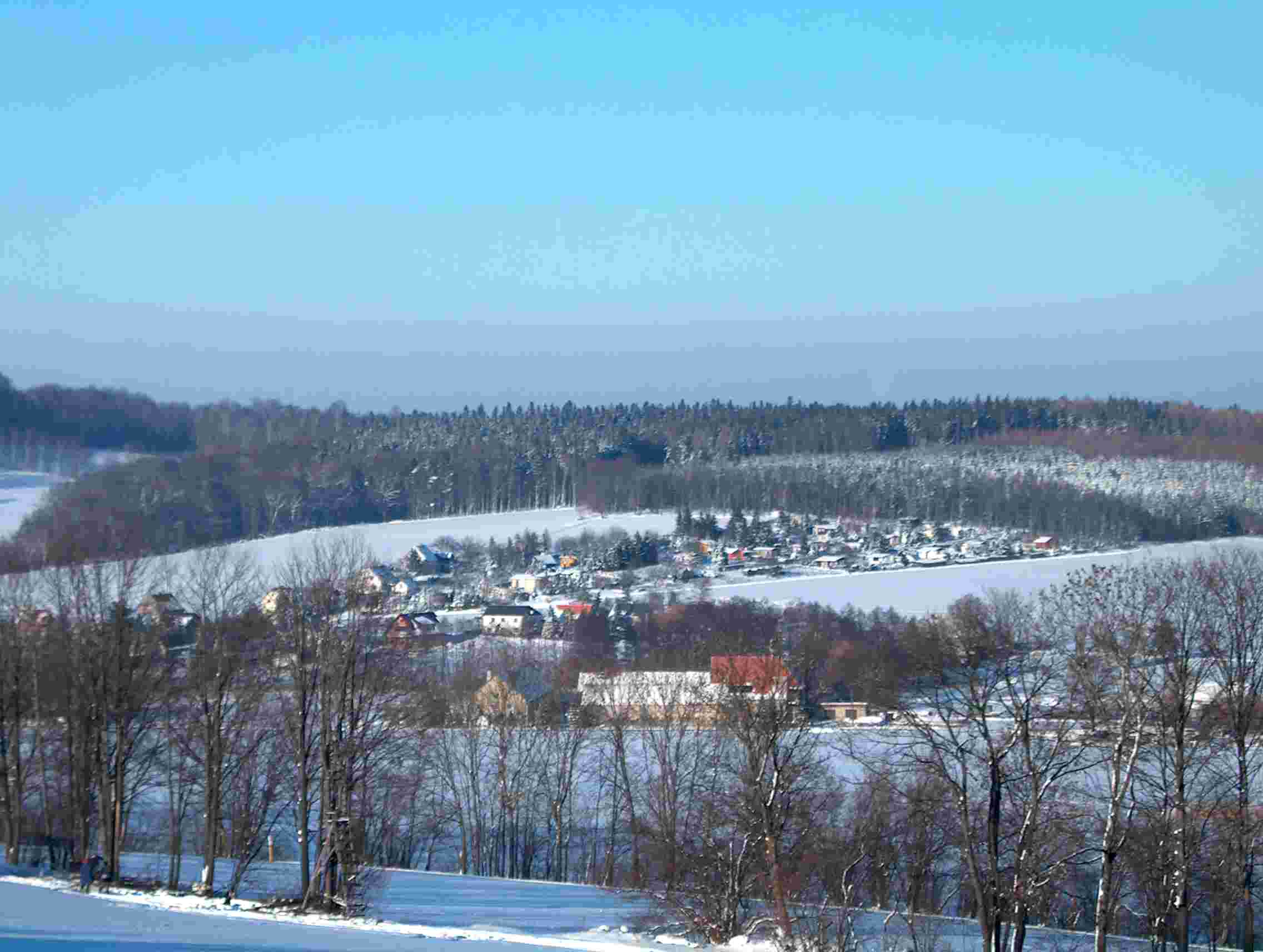 Blick auf die Schrebergrten im Winter